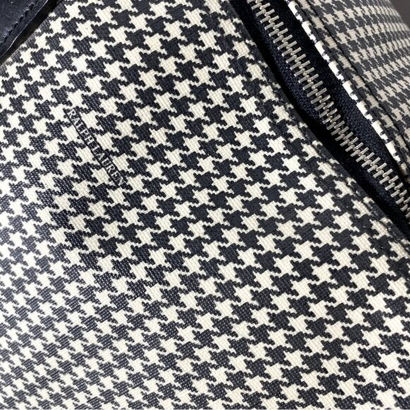 SOLD-Vintage Polo Ralph Lauren Houndstooth Coated Canvas Leather Duffle Bag RARE - Picture 9 of 16